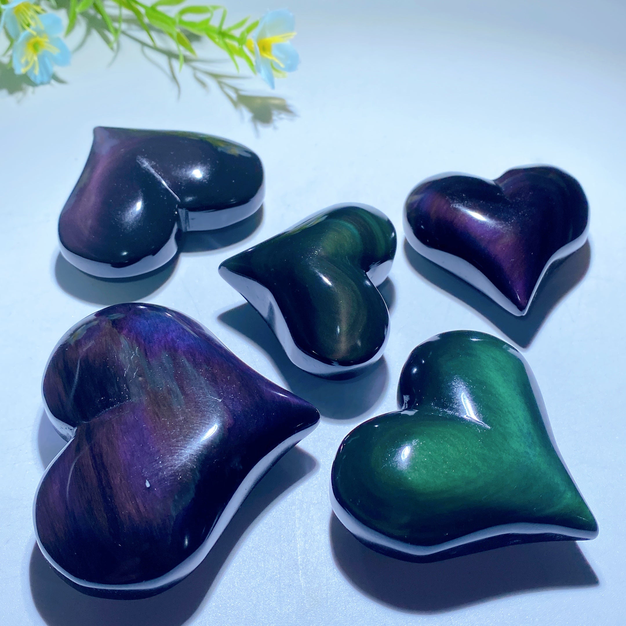 Rainbow Obsidian Heart Carving 1.8-2.7 Inch Crystal