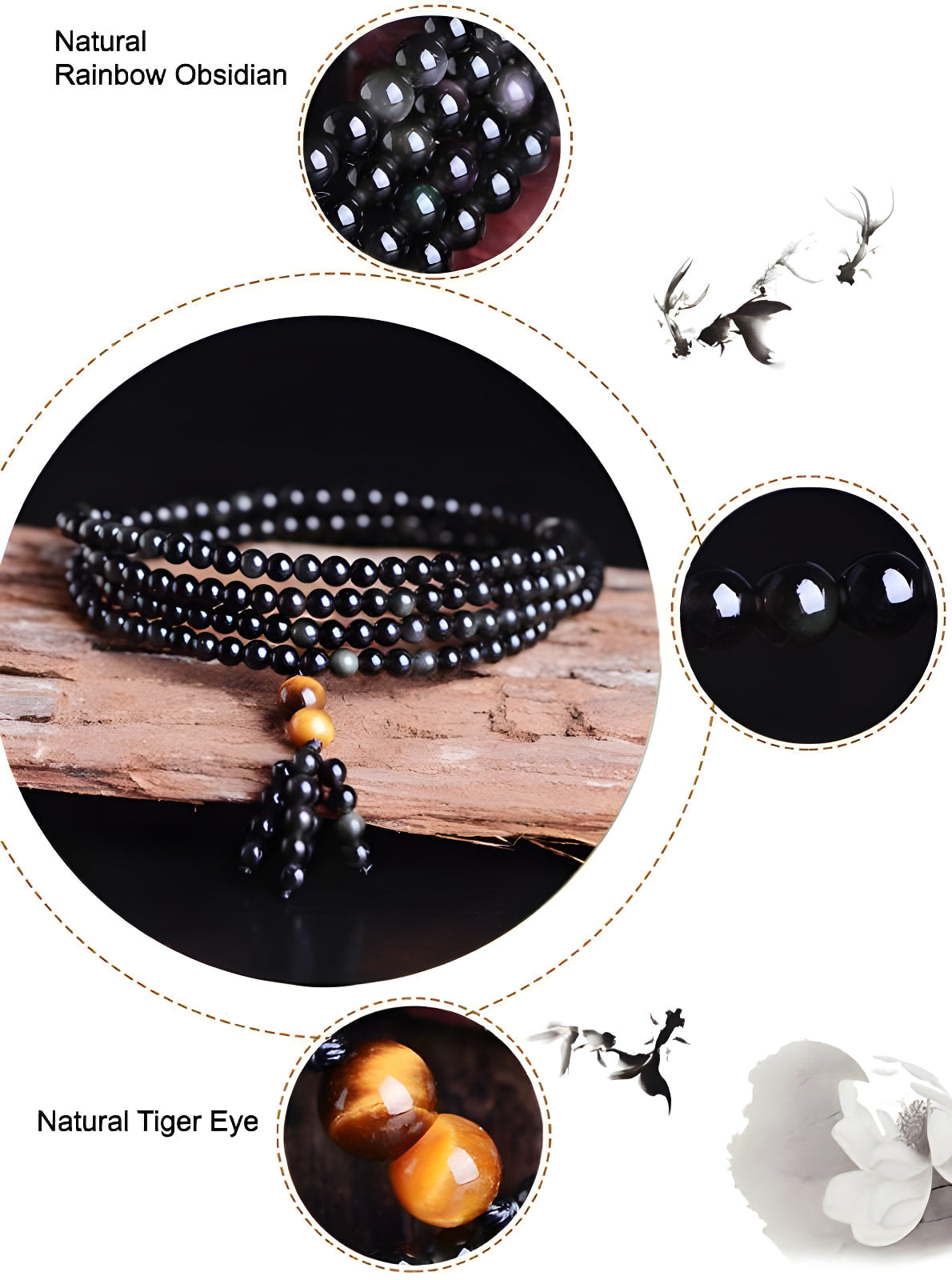 Rainbow Obsidian Multi-Wrap Bracelet - Joyful Design