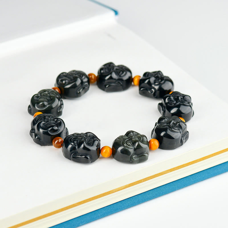Rainbow Obsidian Laughing Buddha Transformation Bracelet 18mm