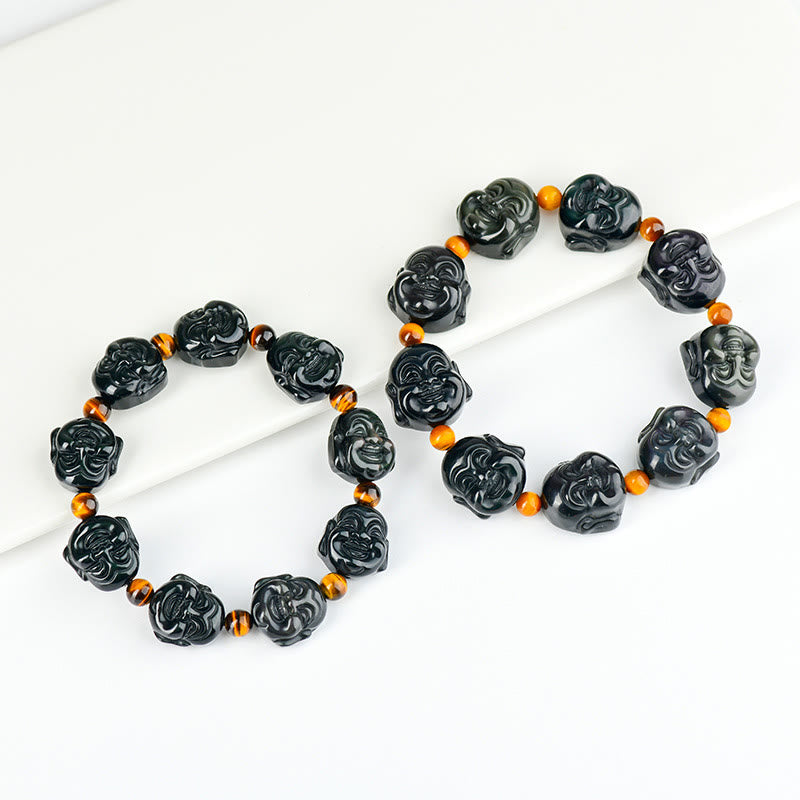 Rainbow Obsidian Laughing Buddha Transformation Bracelet 18mm