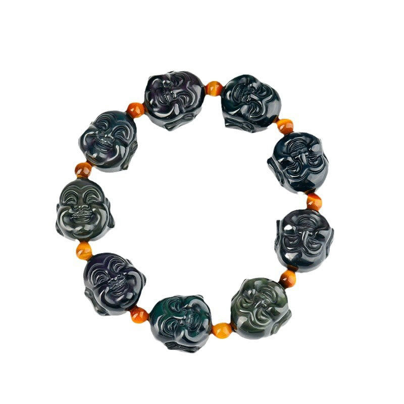 Rainbow Obsidian Laughing Buddha Transformation Bracelet 18mm