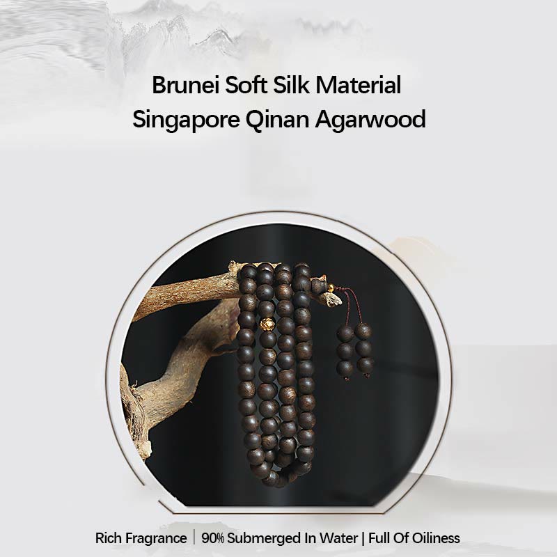 Rare Brunei Agarwood Bracelet with Pure Gold Beads