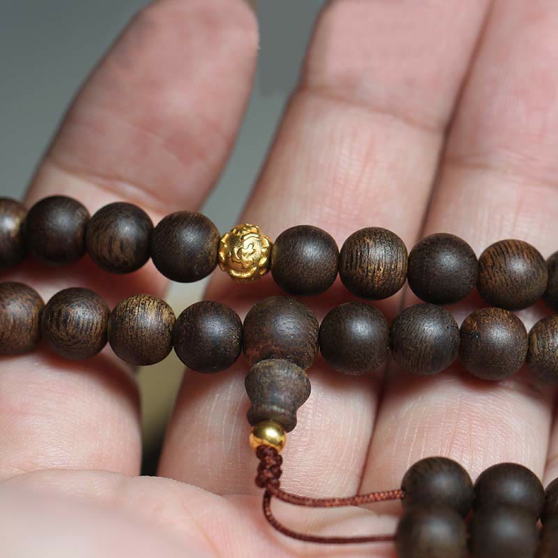 Rare Brunei Agarwood Bracelet with Pure Gold Beads