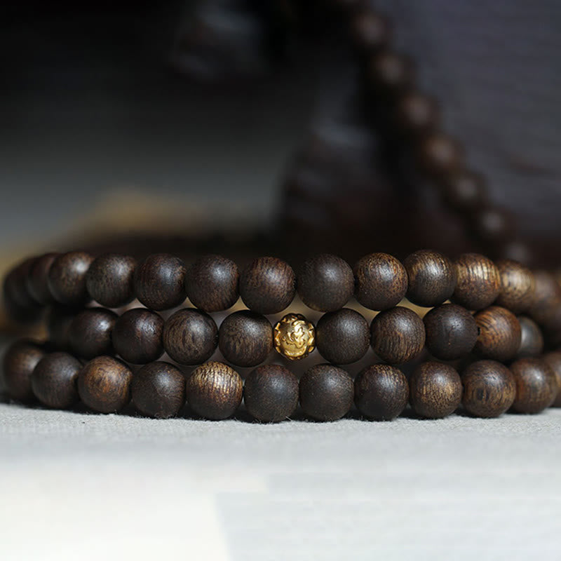 Rare Brunei Agarwood Bracelet with Pure Gold Beads