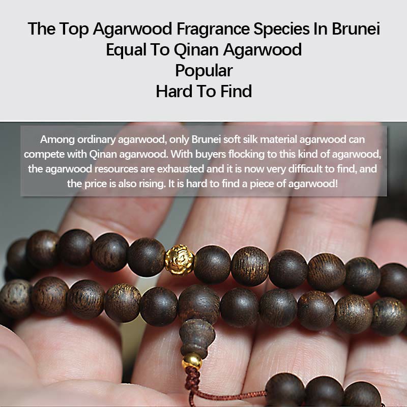 Rare Brunei Agarwood Bracelet with Pure Gold Beads