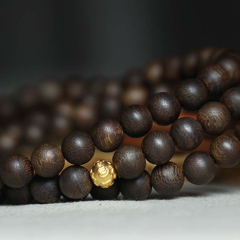 Rare Brunei Agarwood Bracelet with Pure Gold Beads