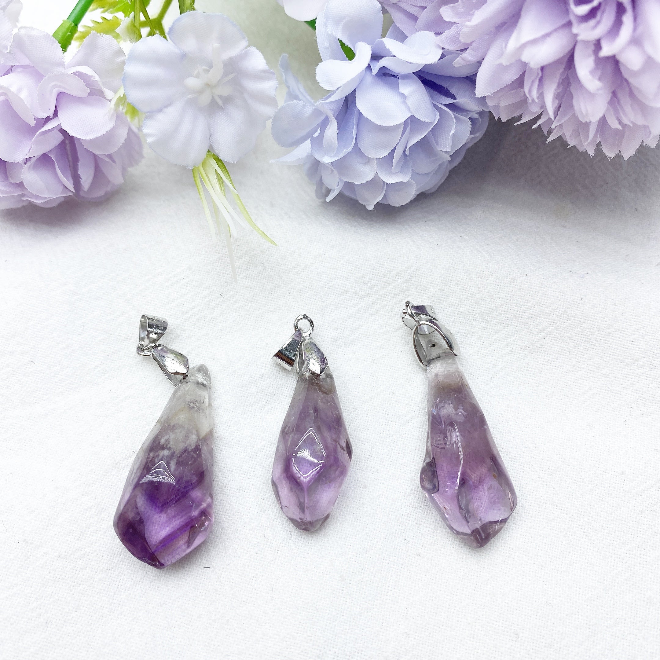 Raw Amethyst & Citrine Stone Pendant 1.2in Healing Crystal