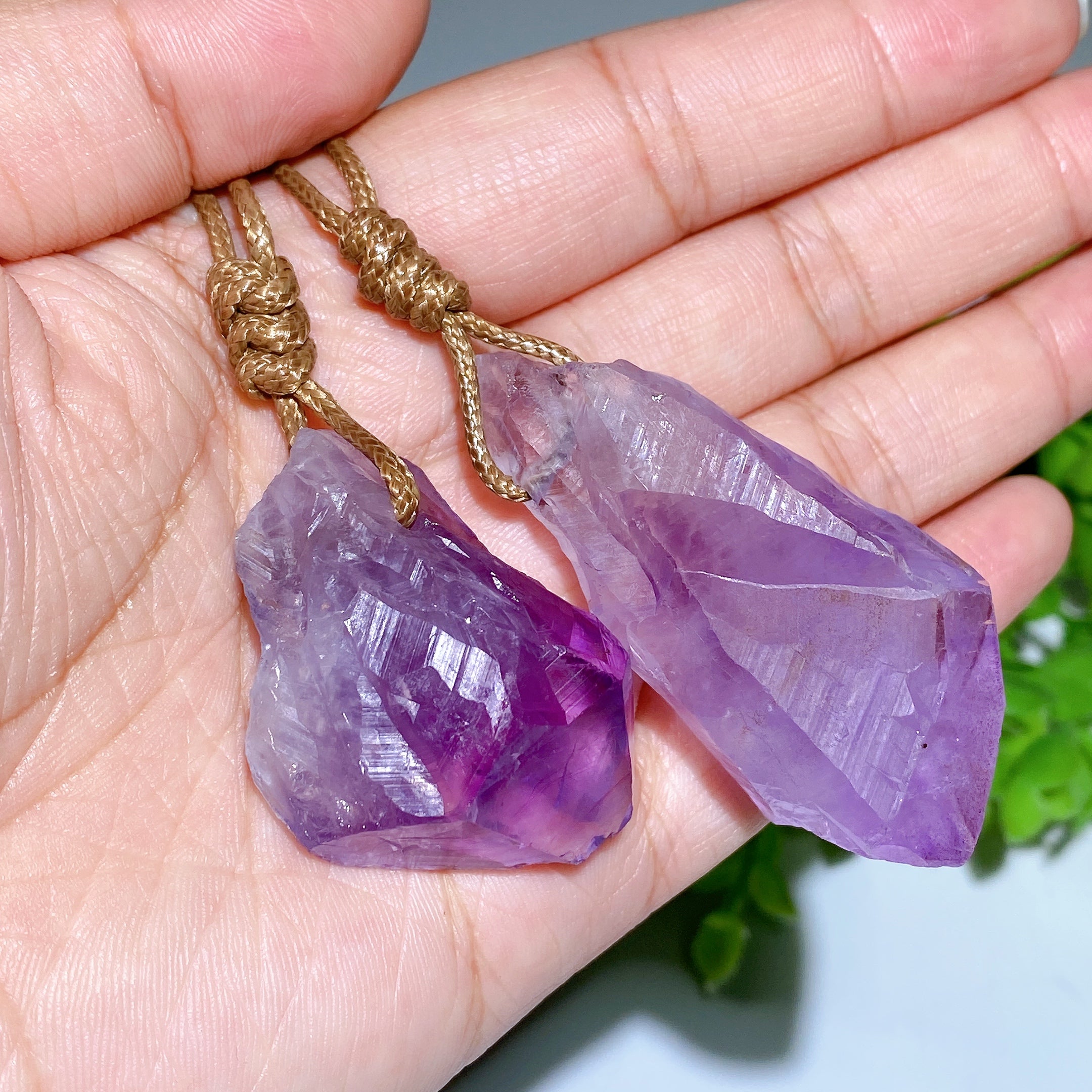 Raw Amethyst Necklace Crystal Healing 1.5-2.3 Inch