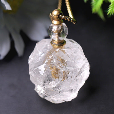 Raw Clear Quartz Bottle Necklace 1.8in for Energy Meditation