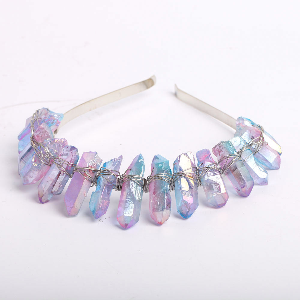 Raw Quartz Aura Crystal Crown - Handmade 10cm Headband