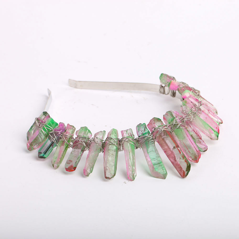 Raw Quartz Aura Crystal Crown - Handmade 10cm Headband