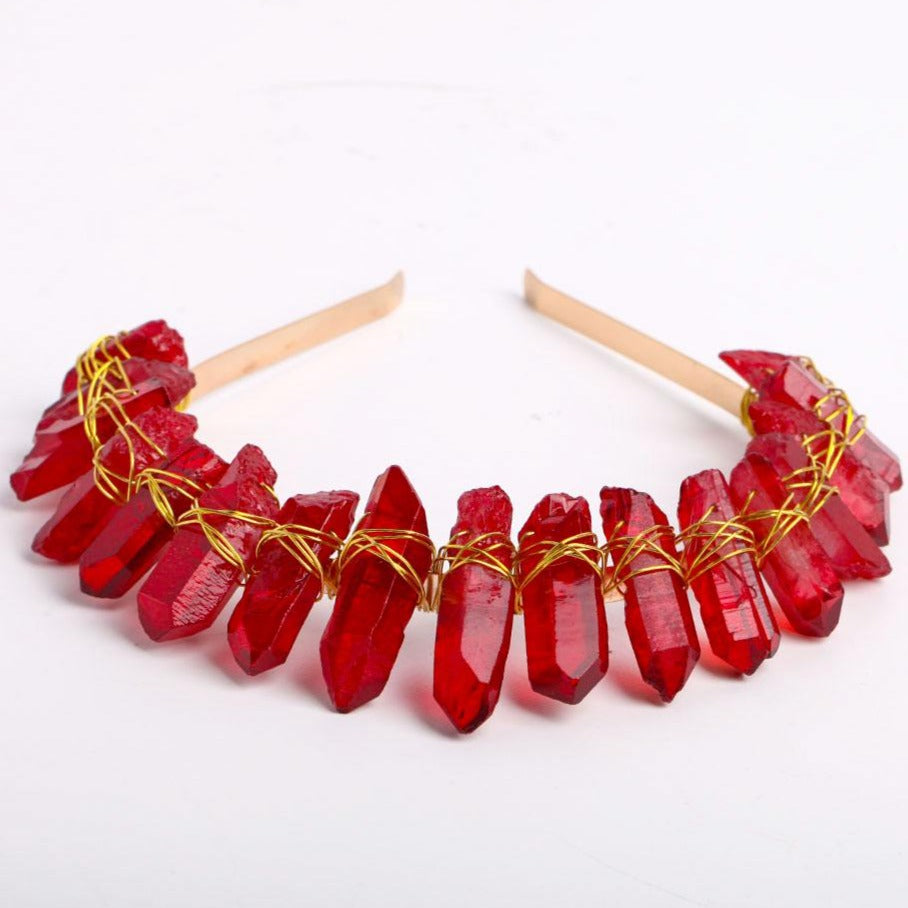 Raw Quartz Aura Crystal Crown - Handmade 10cm Headband