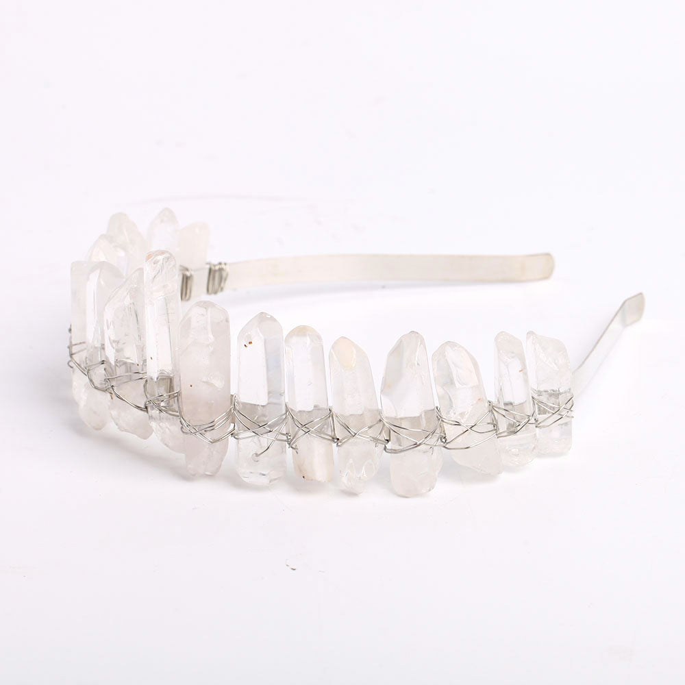 Raw Quartz Aura Crystal Crown - Handmade 10cm Headband