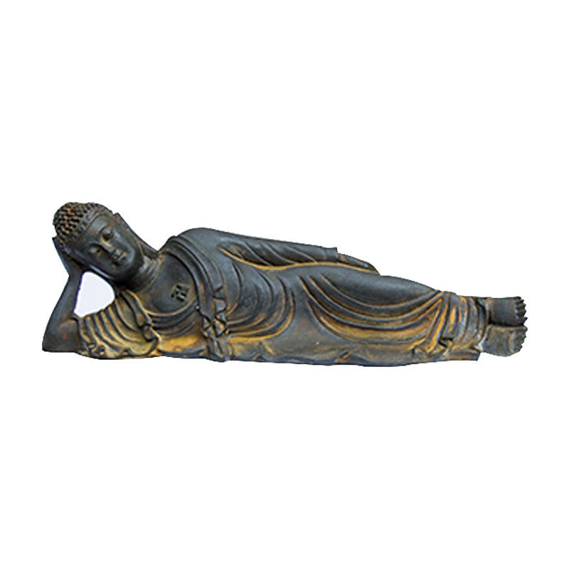 Reclining Buddha Statue Iron Powder Rust Cast 17.5cm Sculpture