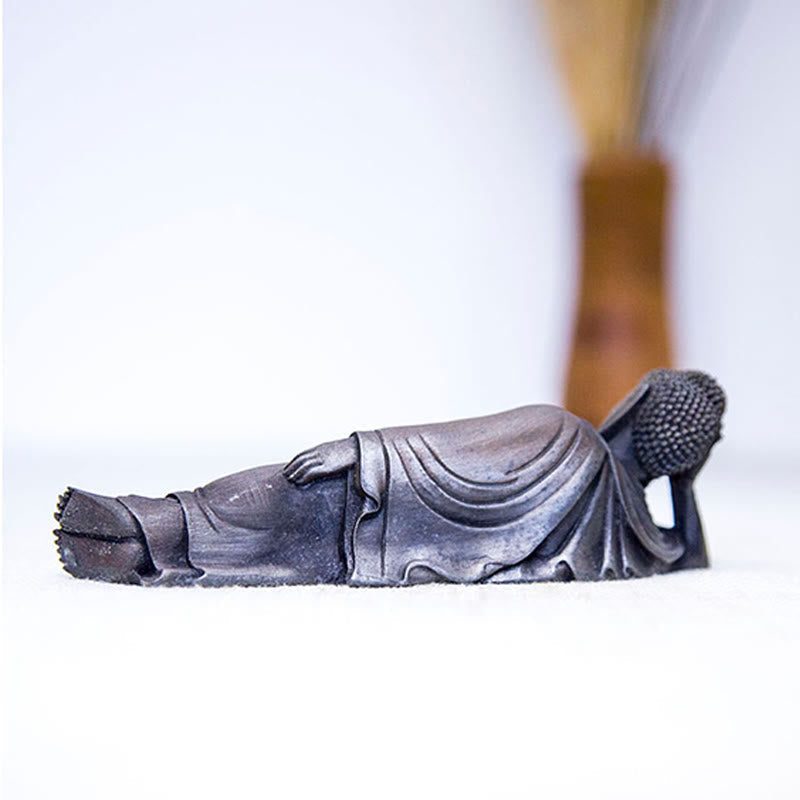 Reclining Buddha Statue Iron Powder Rust Cast 17.5cm Sculpture