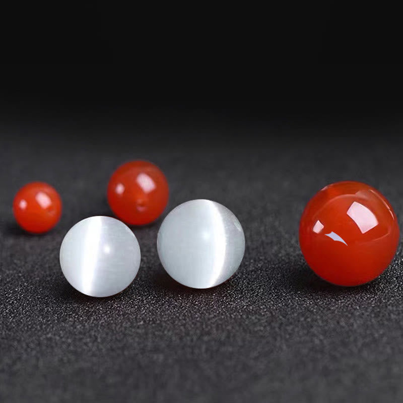 Red Agate Cat Eye Calm Braided Bracelet or Necklace