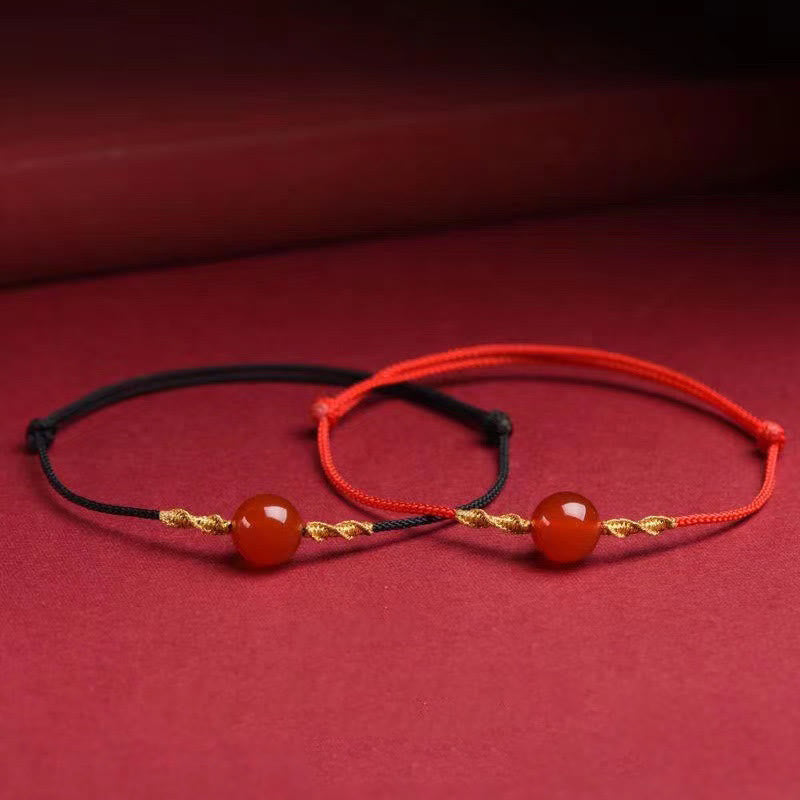 Red Agate Cat Eye Calm Braided Bracelet or Necklace
