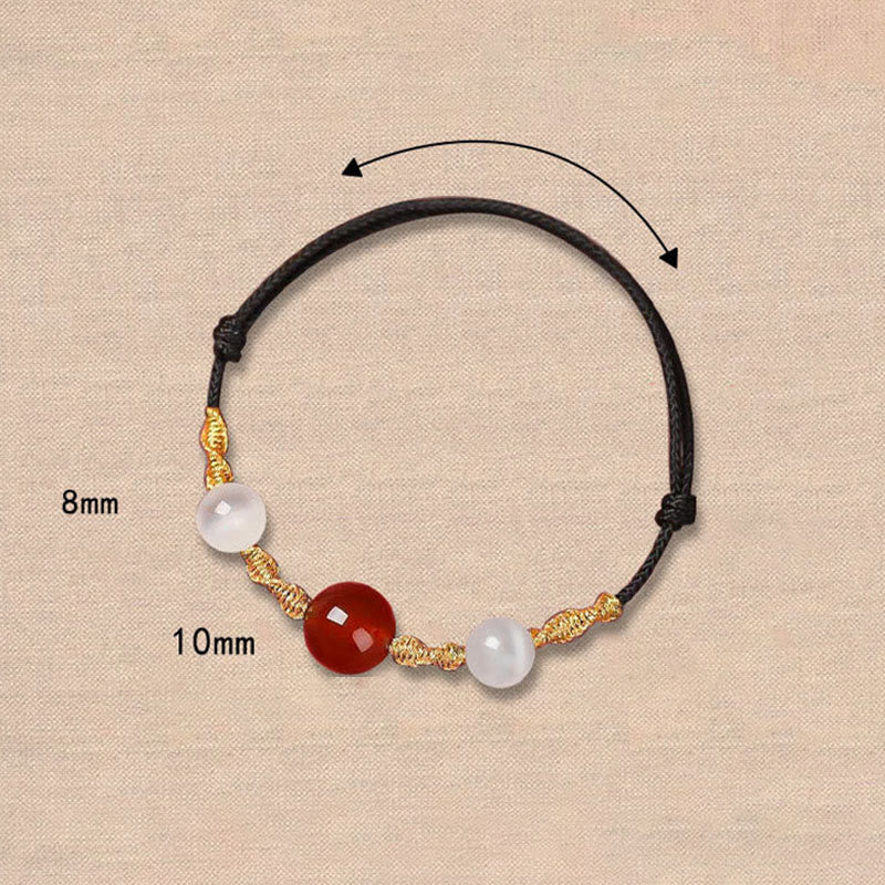 Red Agate Cat Eye Calm Braided Bracelet or Necklace