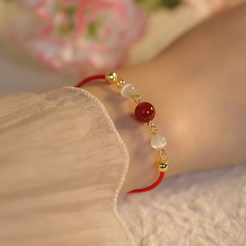 Red Agate Cat Eye Confidence Protection Bracelet