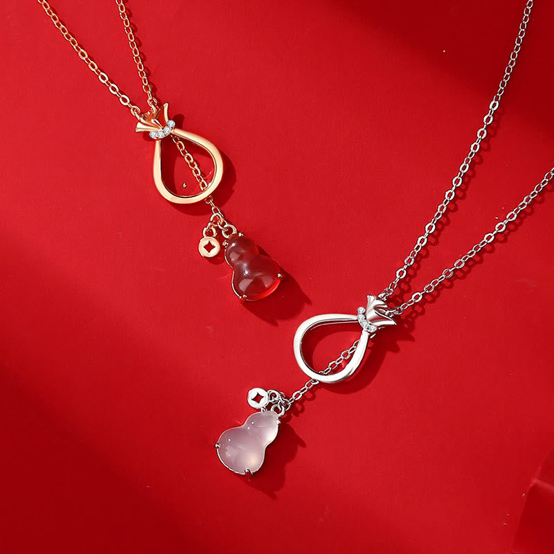 Red Agate Chalcedony Gourd Necklace | Confidence & Luck