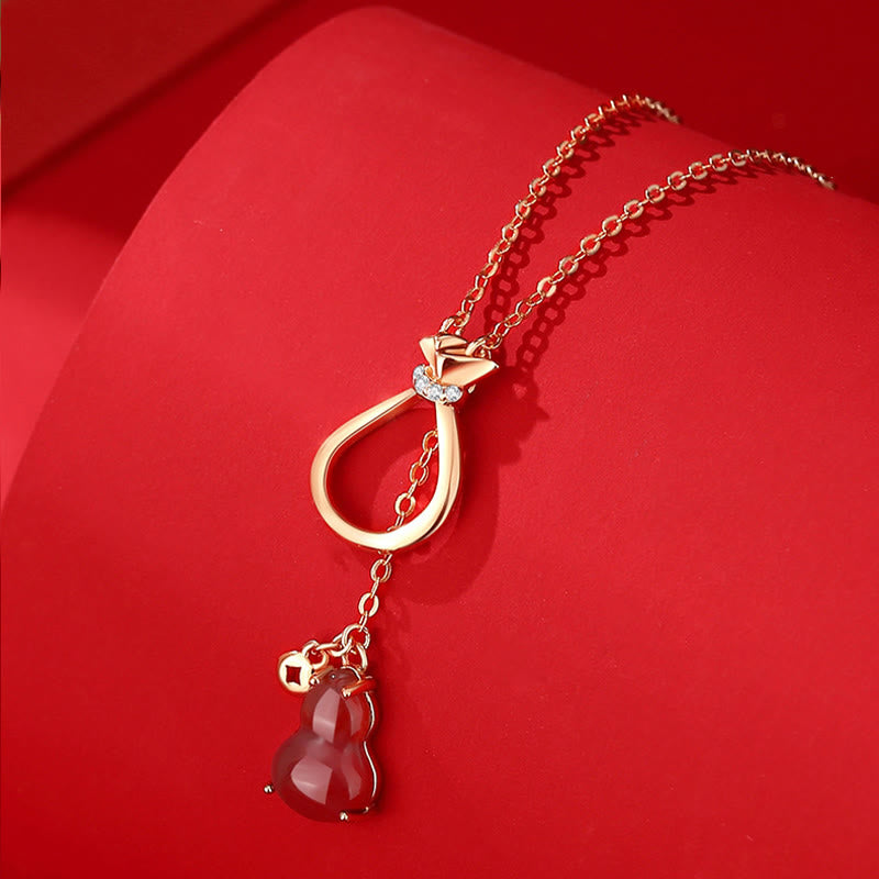 Red Agate Chalcedony Gourd Necklace | Confidence & Luck