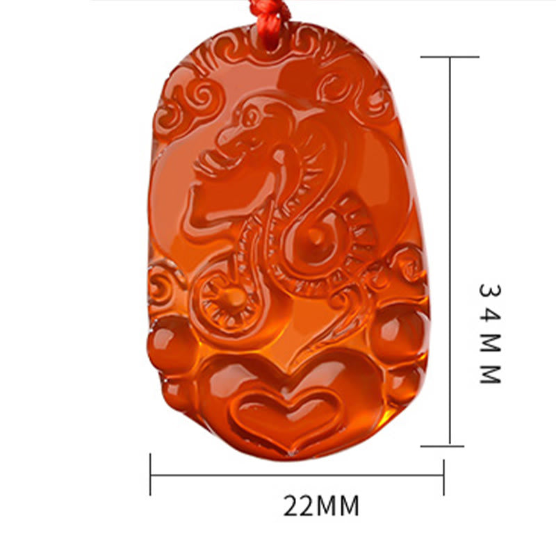 Red Agate Chinese Zodiac Necklace for Luck & Vitality