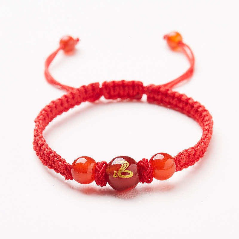 Red Agate Chinese Zodiac Protection Luck Bracelet