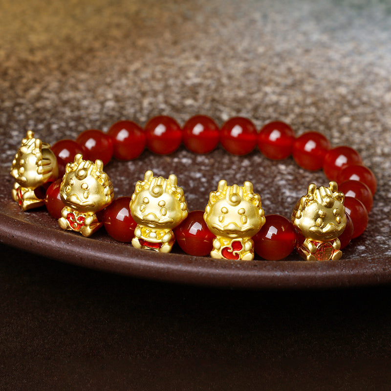 Red Agate Dragon Protection Bracelet for Protection
