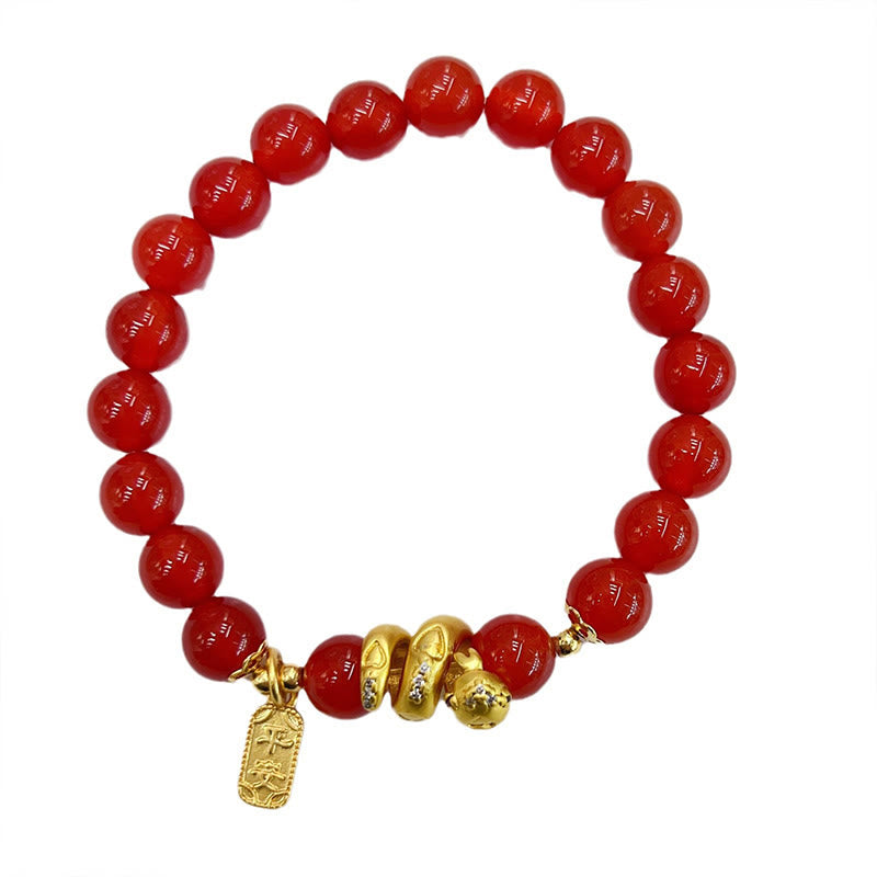 Red Agate Gold Plated Copper Confidence Bracelet 14-16cm