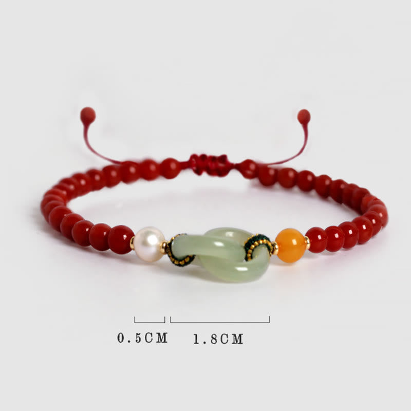 Red Agate Hetian Jade Peace Buckle Confidence Bracelet