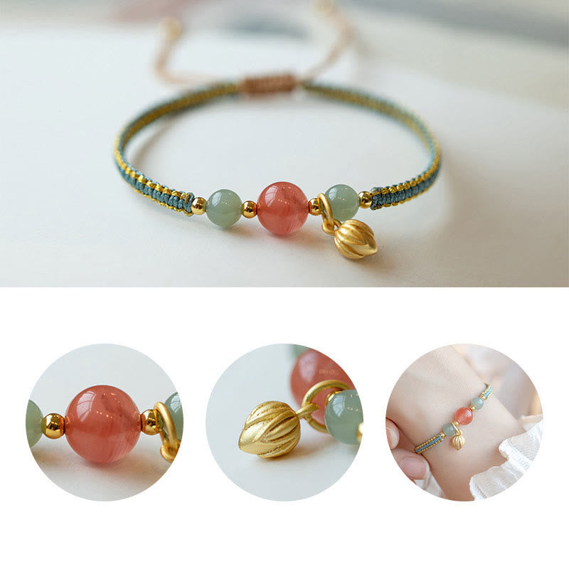 Red Agate Jade Lotus Confidence Bracelet