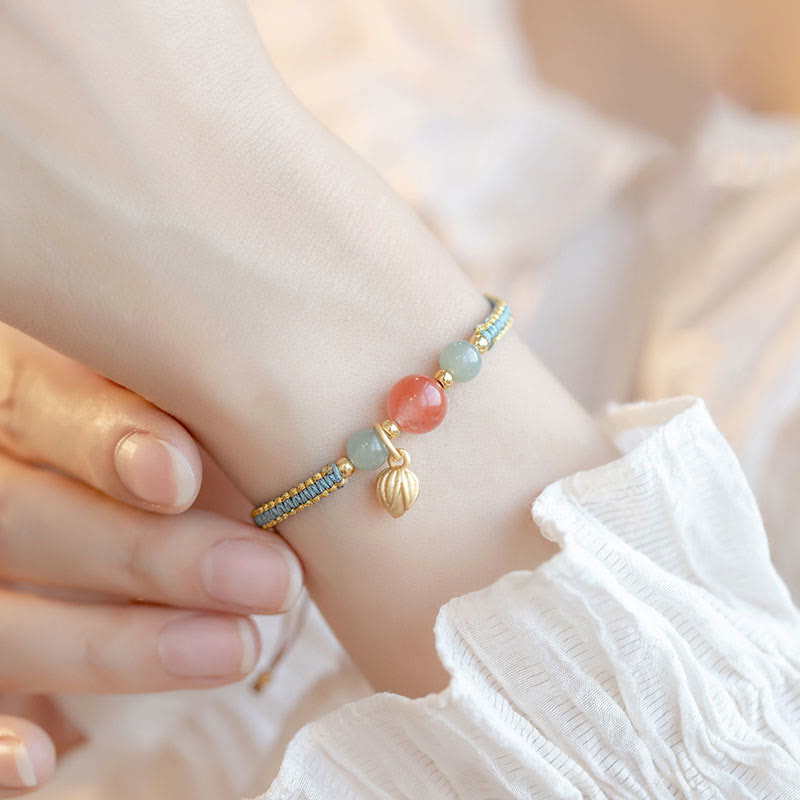 Red Agate Jade Lotus Confidence Bracelet