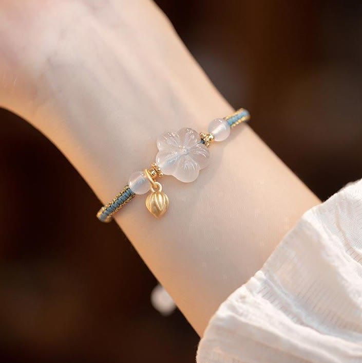 Red Agate Jade Lotus Confidence Bracelet