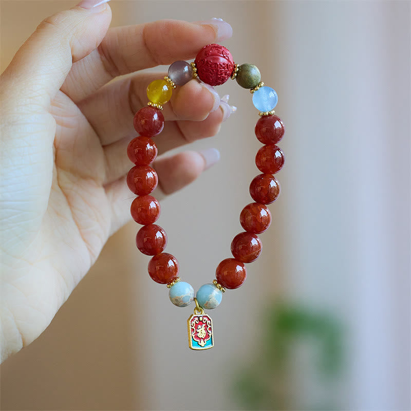 Red Agate Peace Talisman Confidence Bracelet 10mm Beads
