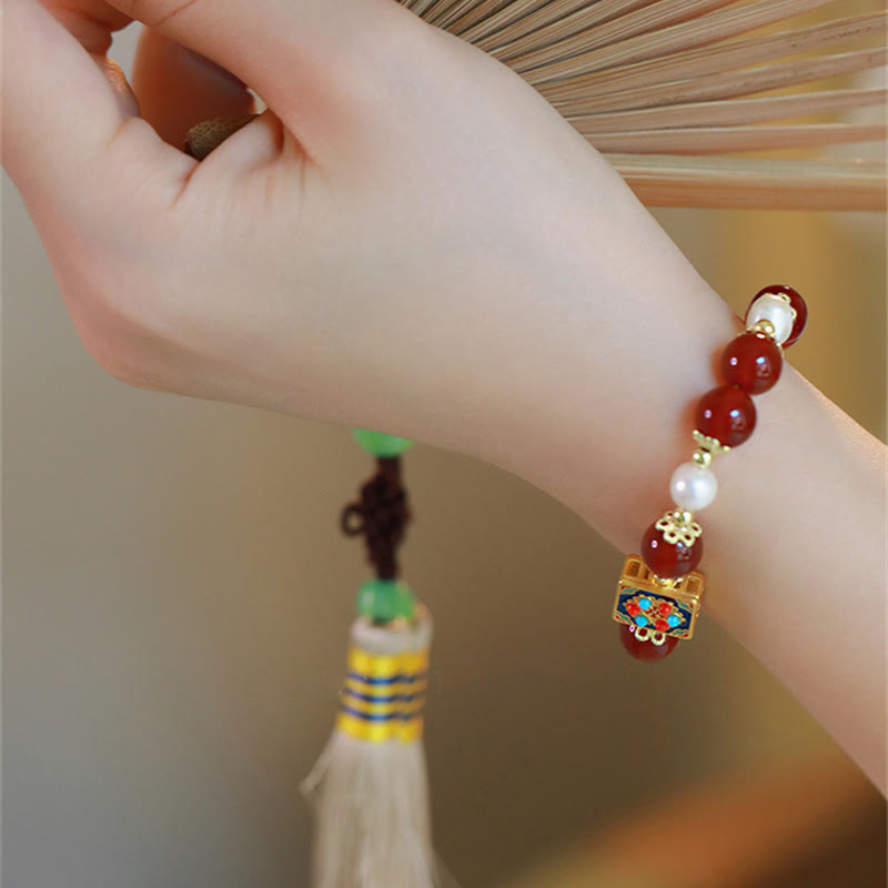 Red Agate Pearl Confidence Bracelet for Self-Acceptance