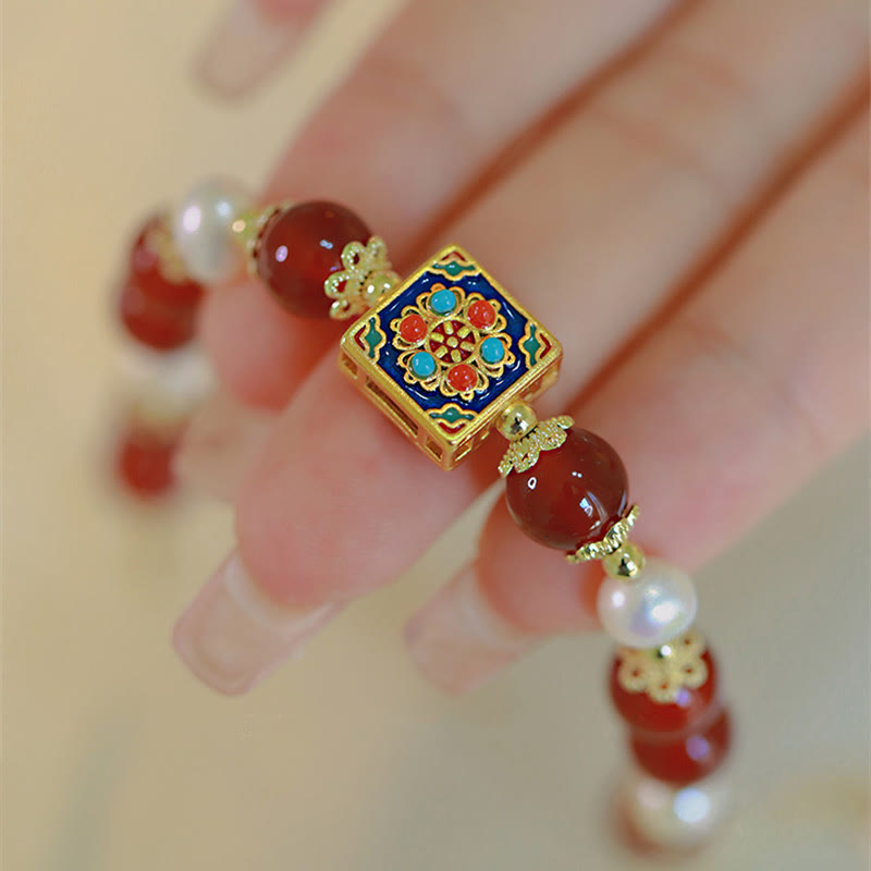 Red Agate Pearl Confidence Bracelet for Self-Acceptance