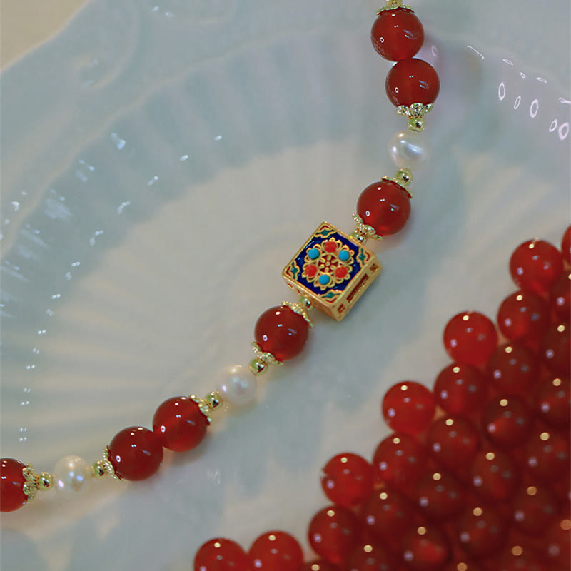 Red Agate Pearl Confidence Bracelet for Self-Acceptance
