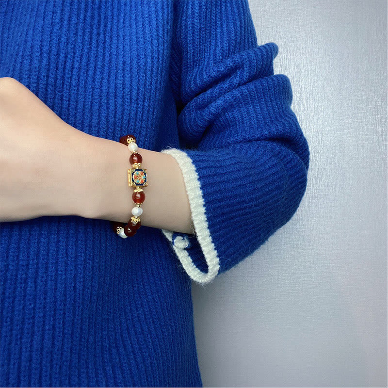 Red Agate Pearl Confidence Bracelet for Self-Acceptance