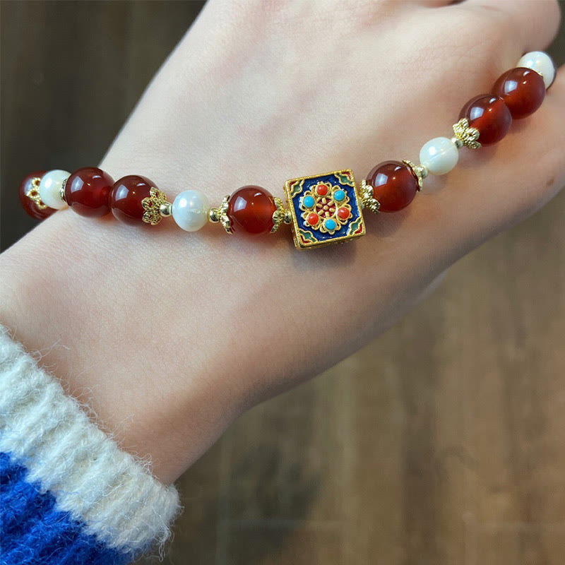 Red Agate Pearl Confidence Bracelet for Self-Acceptance