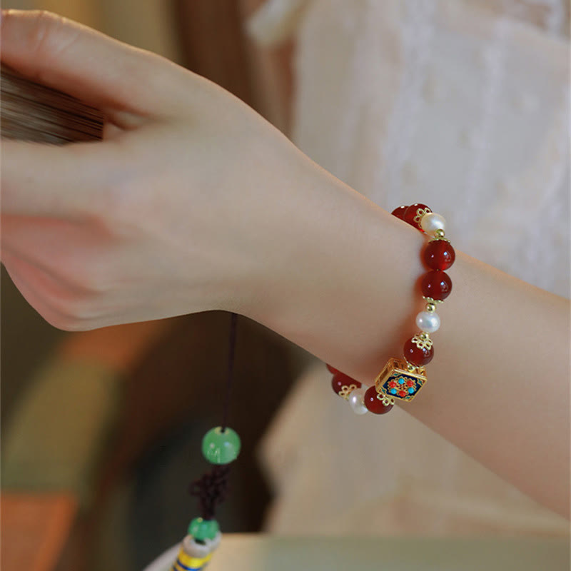 Red Agate Pearl Confidence Bracelet for Self-Acceptance