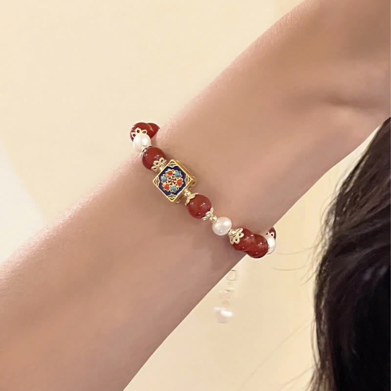 Red Agate Pearl Confidence Bracelet for Self-Acceptance