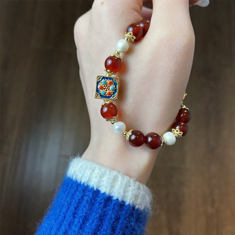 Red Agate Pearl Confidence Bracelet for Self-Acceptance