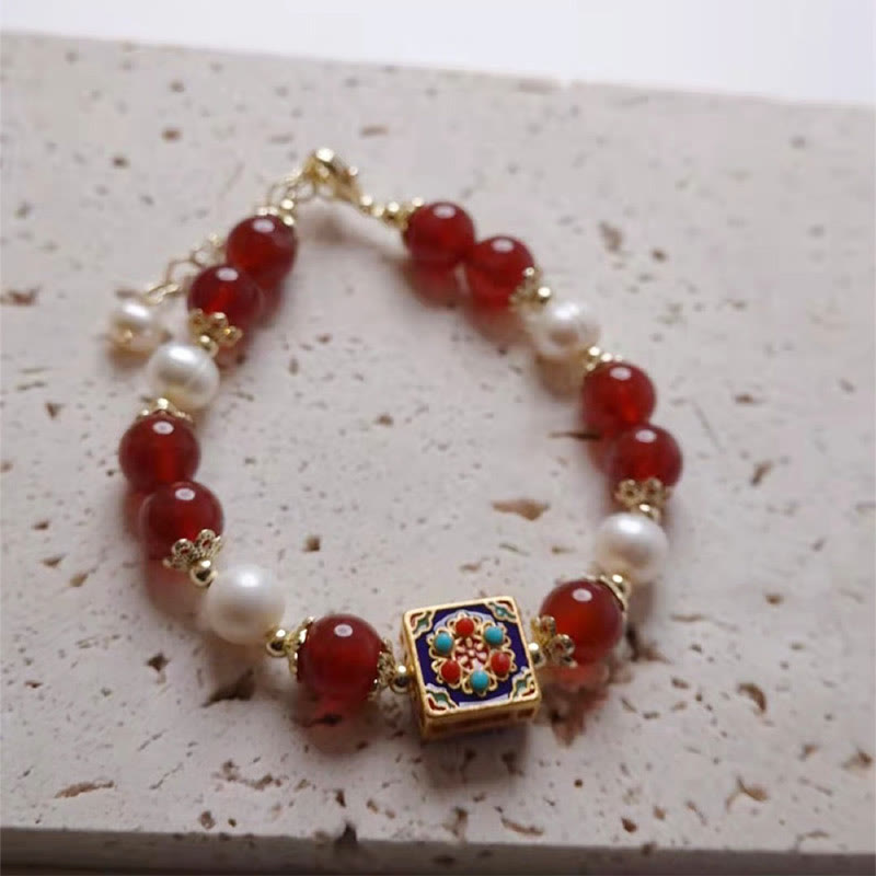Red Agate Pearl Confidence Bracelet for Self-Acceptance