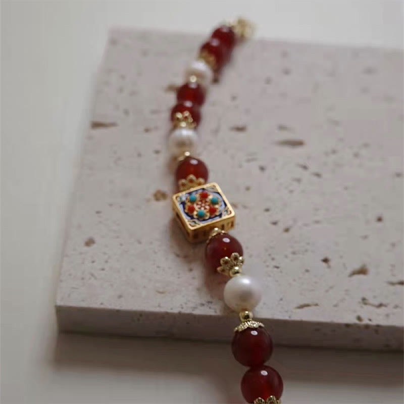 Red Agate Pearl Confidence Bracelet for Self-Acceptance