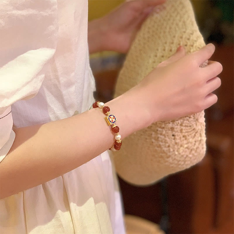 Red Agate Pearl Confidence Bracelet for Self-Acceptance