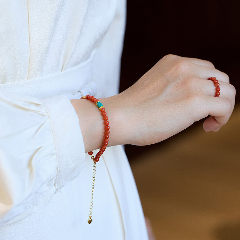 Red Agate Turquoise Confidence Jewelry Set | Sterling Silver Gold