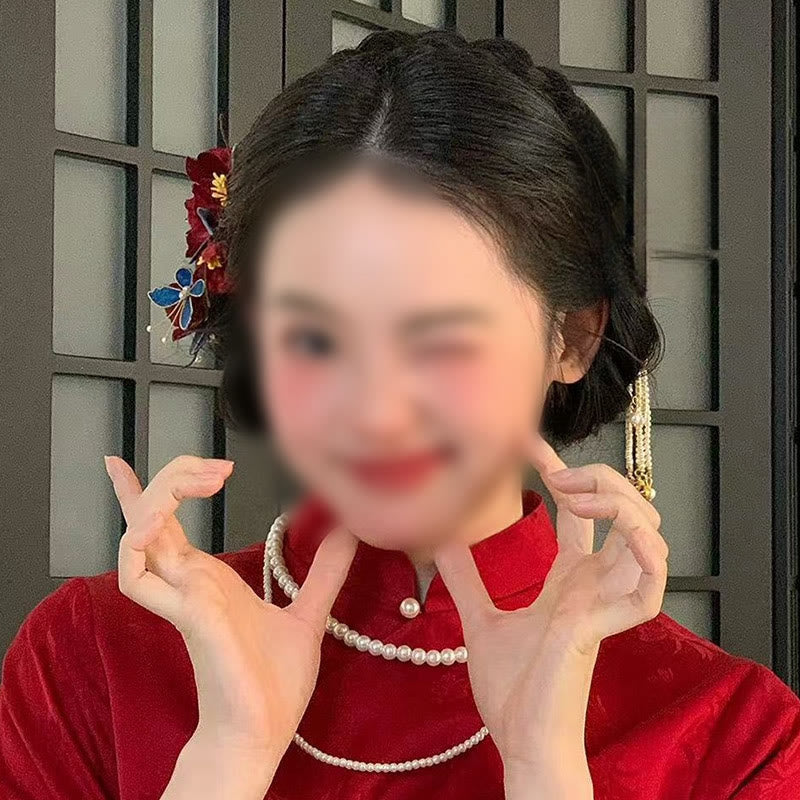 Red Flower Butterfly Hair Comb for Transformation & Love