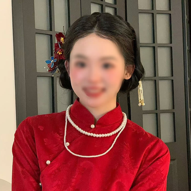 Red Flower Butterfly Hair Comb for Transformation & Love