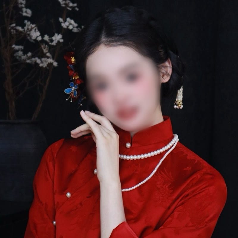 Red Flower Butterfly Hair Comb for Transformation & Love