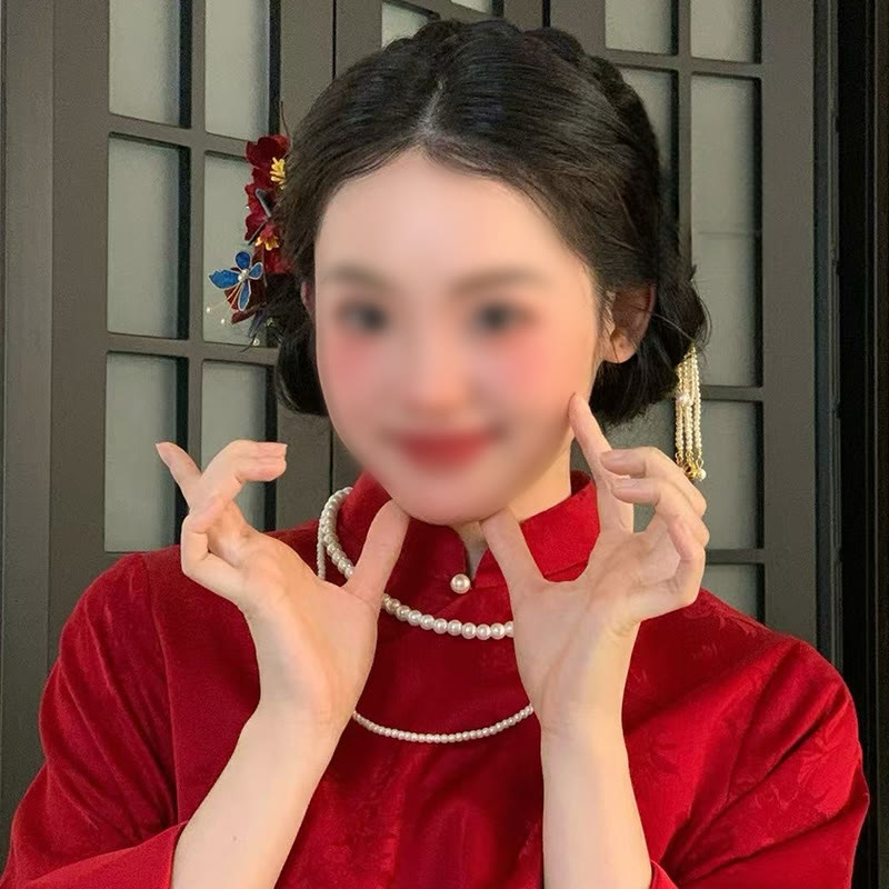 Red Flower Butterfly Hair Comb for Transformation & Love